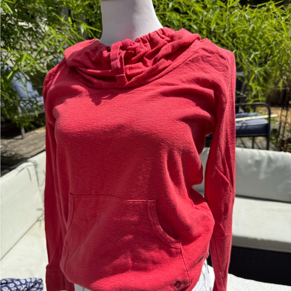 Columbia Women's Cowl Neck Cotton Red Hoodie Top